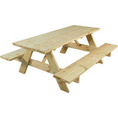 Outdoor Essentials 6 Ft. Natural Untreated Picnic Table with Benches