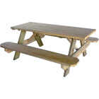 Outdoor Essentials 6 Ft. Pressure-Treated Wood Picnic Table with Benches Image 1